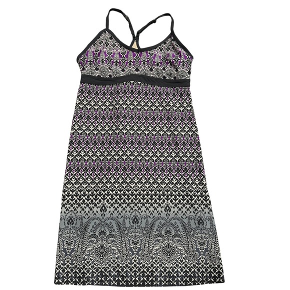 Athleta Dress Purple Black White Print Racerback Swim Cover Up Medium - Picture 1 of 6